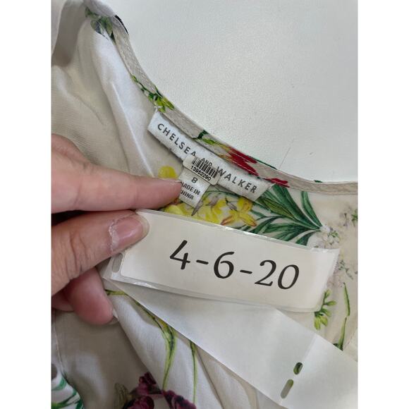 Chelsea and Walker Shirt Womens 8 White Floral White‎ Floral Long Sleeve Top - Picture 4 of 10